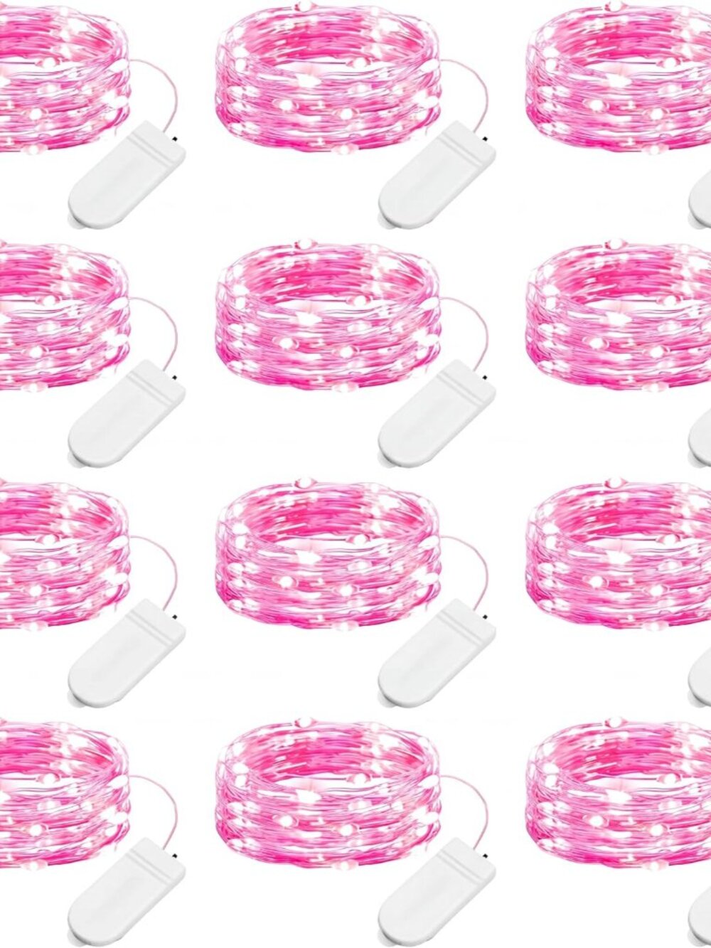12 Pack Valentine's Day Pink Fairy Lights Battery Operated